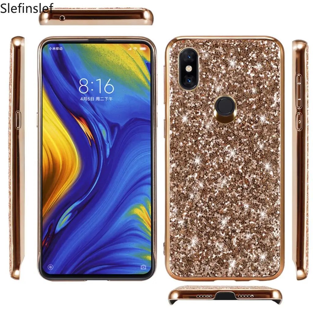 Чехол для Xiaomi Mi Mix 3 Роскошный Жесткий блестящий тонкий защитный задний из