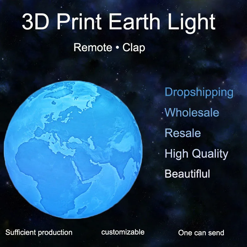 3D лампа с рисунком земли сенсорный пульт дистанционного управления Usb