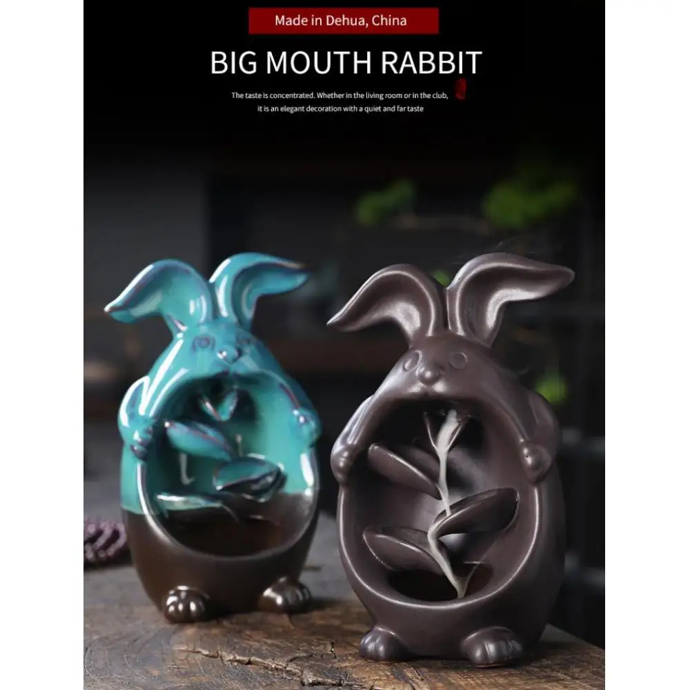 

Creative Cute Ceramic Backflow Incense Burners Home Office Living Room Yoga Work Leisure Cartoon Rogue Rabbit Incense Burners