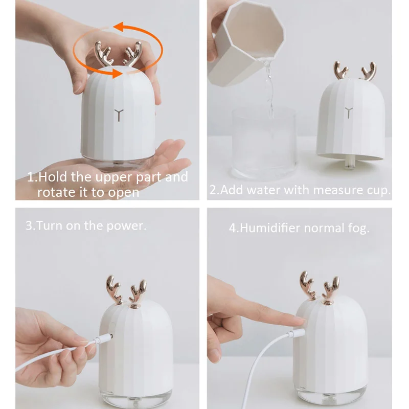 

Changing Light Led Night Lamp Light with 220Ml Usb Aroma Essential Oil Diffuser Ultrasone Moisturizer Cool Mist For Baby at Home