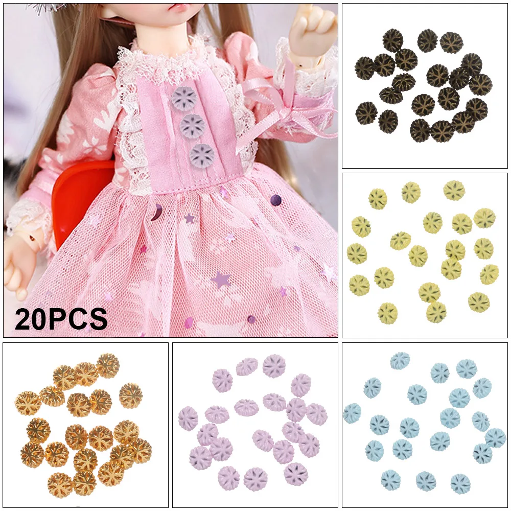 20Pcs Mini Cute Decor Button for DIY Doll Clothes 5mm Lovely Snow/Rainbow Decoration Buckles Clothing Sewing Accessories | Игрушки и