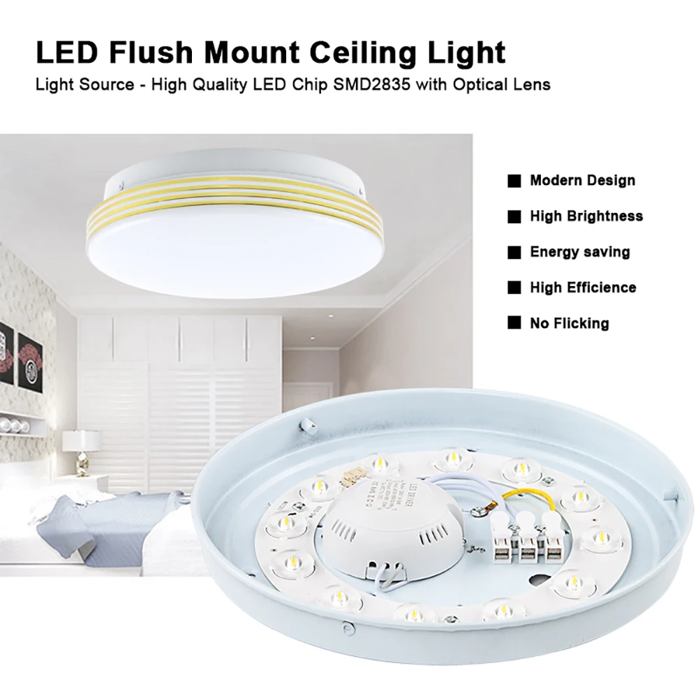 

Modern 12W LED Ceiling Light White Quad Gold/Sliver Frame Round LED Ceiling Lamp SMD 2835 Optical Lens Lamp For Daily Lighting