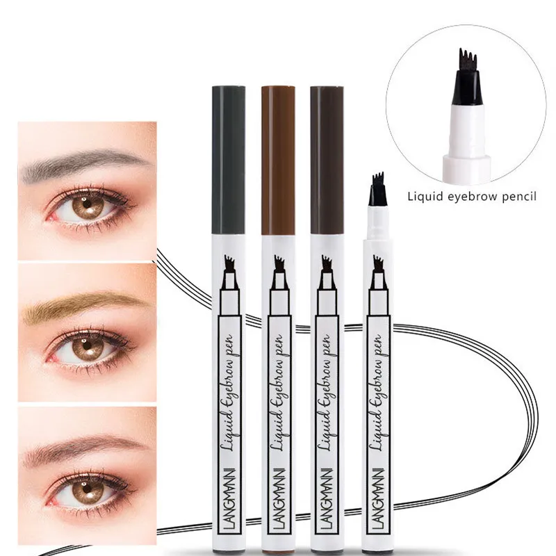 2018 модный карандаш для татуажа бровей с 4 головками микроблейдинг ручка оттенок