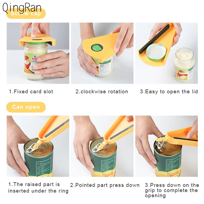 

5 in 1 Multi Function Can Opener Bottle Opener Kit with Silicone Handle Easy to Use for Children, Elderly Kitchen Tools Non-slip