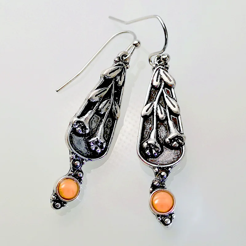 Изысканные Серьги-Подвески ручной работы с резными листьями винограда цветком