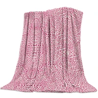 pink leopard pattern flannel fleece bed blanket bedspread coverlet bed cover soft lightweight warm cozy blankets