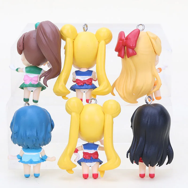 6 шт./компл. брелок с фигурками Сейлор Мун Винус Юпитер Марс Меркурий подвеска ПВХ