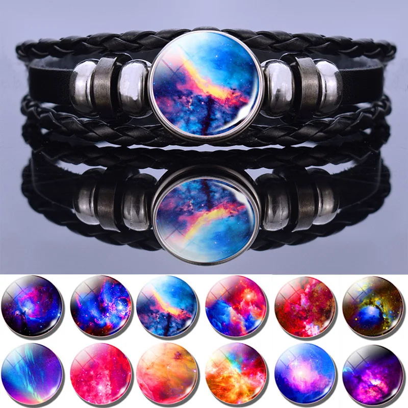 Модный браслет в стиле панк красочная Туманность Млечный Путь Вселенная черная