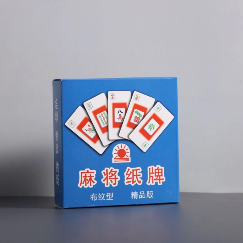 

Chinese Mahjong Playing Paper Cards Travel Game Pokers Set Accessories for Indoor Outdoor Use Entertainment