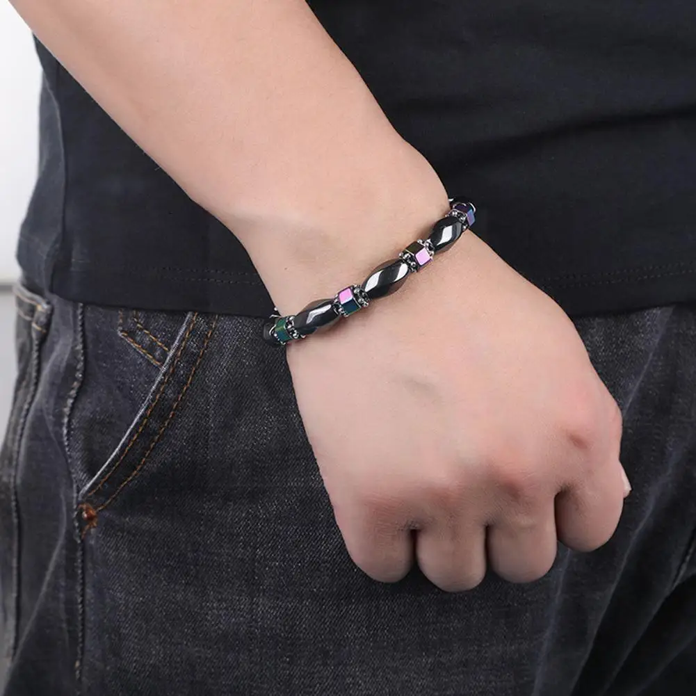 

Color Black Gallstone Bracelet Anti Fatigu Relief Pain Therapy Magnetic Slimming Body Bead Bracelet Hematite Loss Weight St W6i0