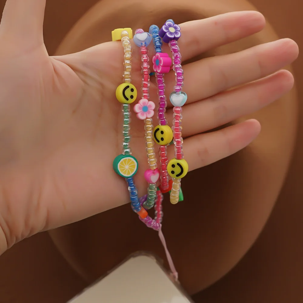 2021 Цветочные Фрукты прозрачные цветные блестящие бусины мягкие керамические