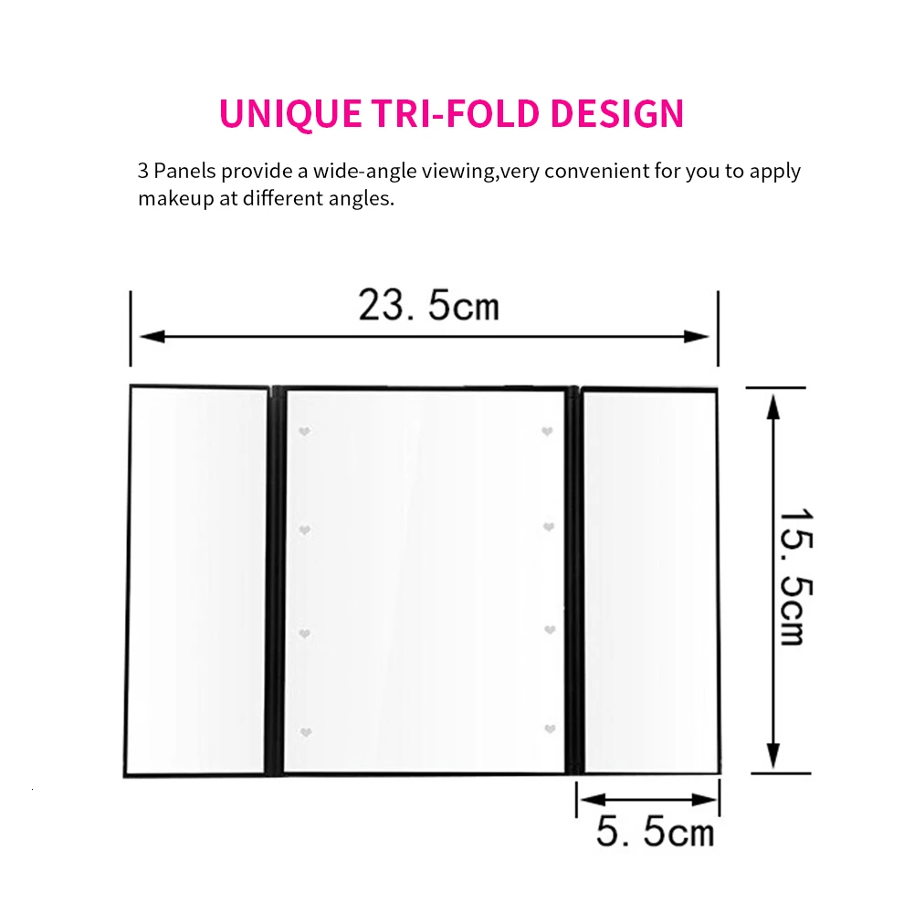 8 Led косметический светильник складываемое зеркало для макияжа в три сложения