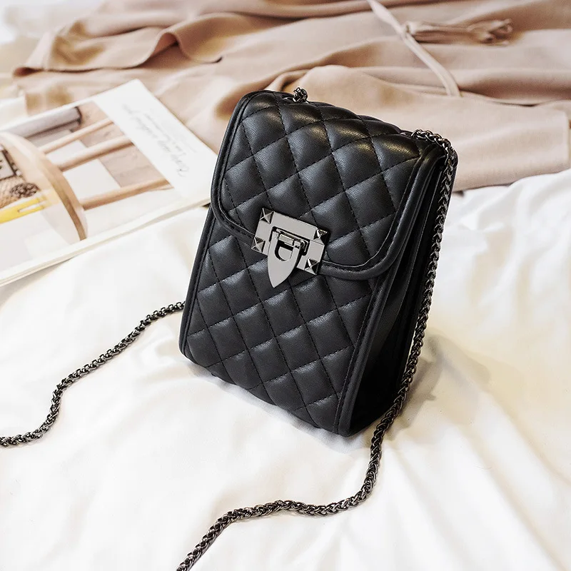 

Fashion Mobile Phone Bag Rivet Chains Crossbody Bag Mini Flag Bag Famous Design Women Small Shoulder Female Handbag Coin Purse