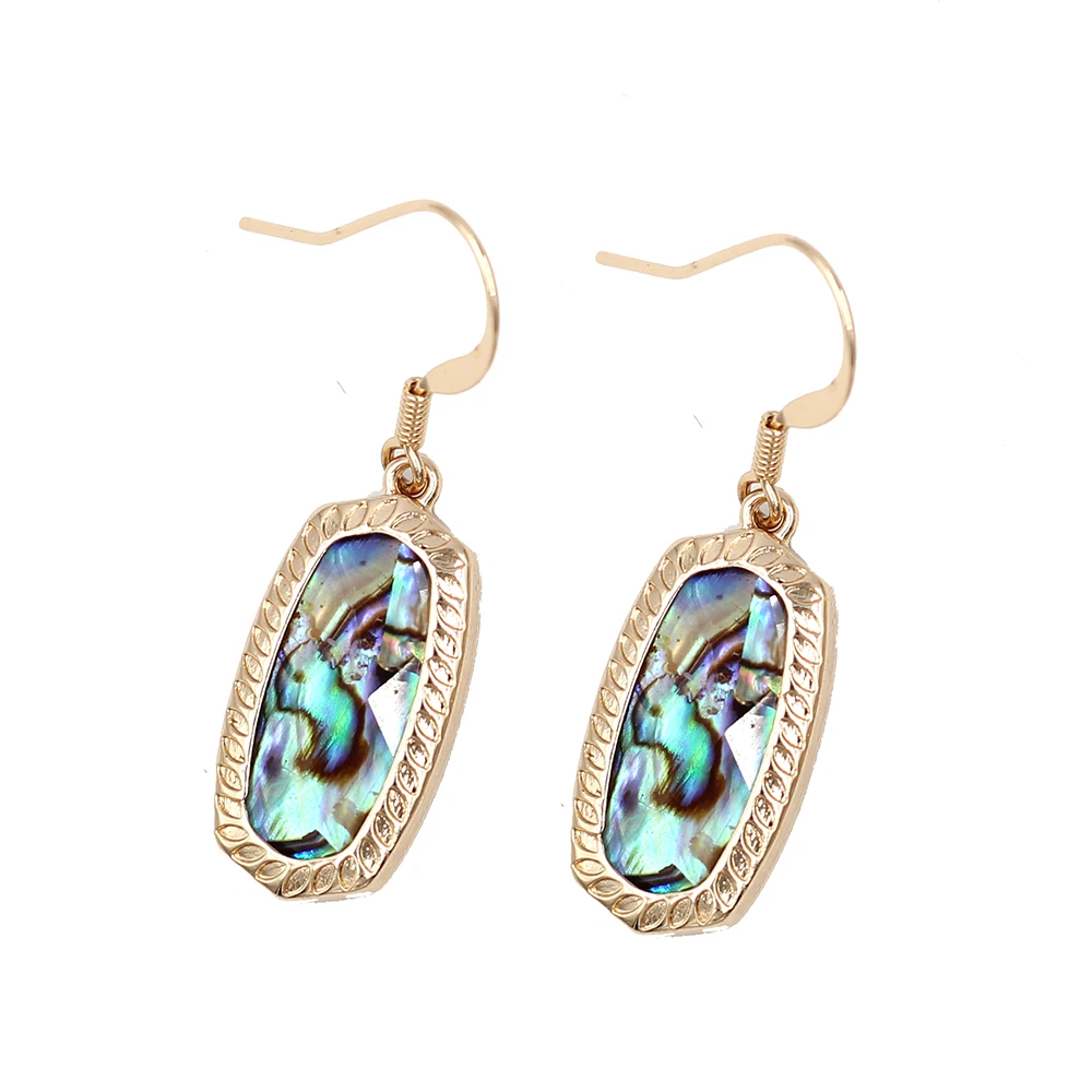 

High Quality Glitter Leopard Abalone Shell Cheetah Small Oval Dangle Earring for Women