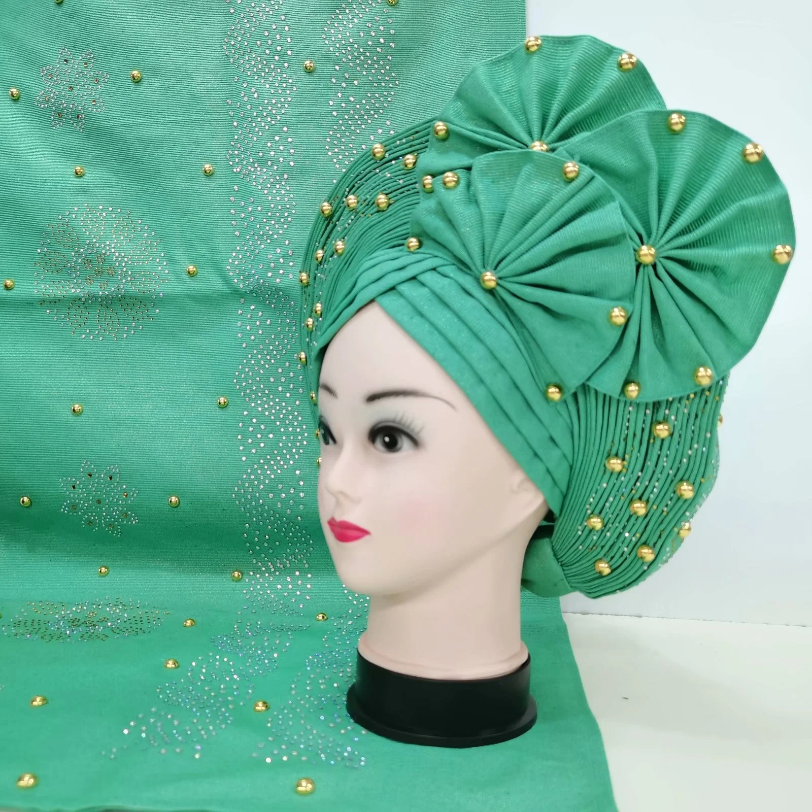 

African Auto Aso Oke Gele Sego Headtie Already Made Round Nigerian Muslim Women Cap Hat Braid Turbans Head Wraps And shawl