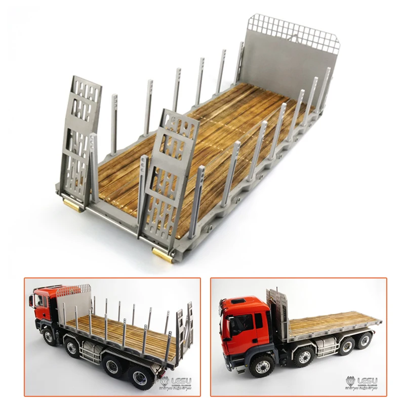 

LESU 1/14 Metal Flatbed Trailer for RC DIY Tamiyay RC Tractor Truck Hydraulic Dumper Remote Control Tipper Toys Th01993-Smt3