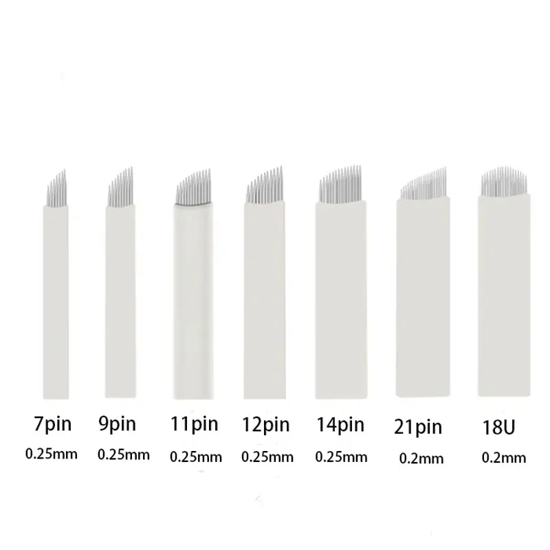 

100 шт., микроблейдинг-иглы для перманентного макияжа, 0,18 мм