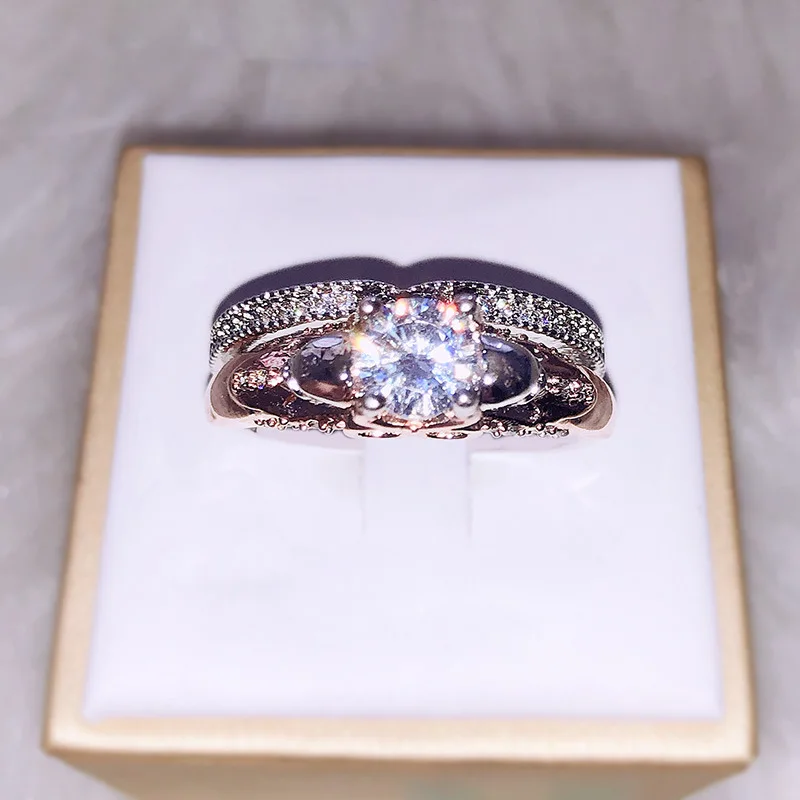 Женское кольцо из розового золота 14 к Модный комплект ювелирных изделий для