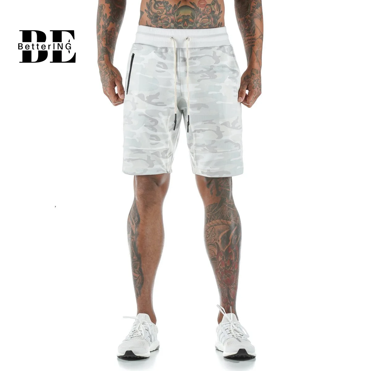 The New Summer 2021 Fitness Five-minute Pants Camouflage Running Sports Casual Shorts Stretch Breathable Slim Shorts