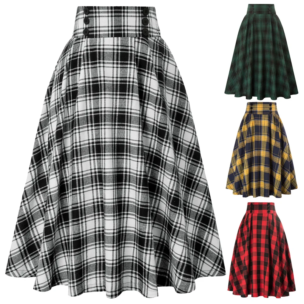 Юбка-миди Женская трапециевидная с эластичной талией на пуговицах | одежда