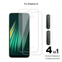 for realme 5i camera lens film tempered glass screen protectors protective guard hd clear