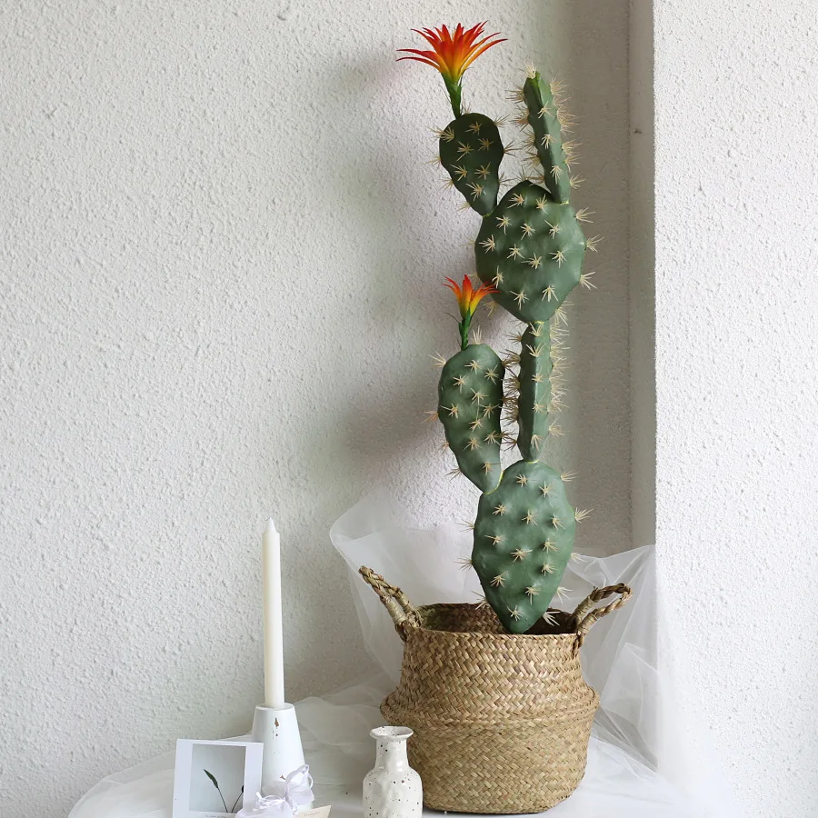 70cm Artificial Lifelike Cactus Plants Fake Green Tropical Bonsai Plastic Indoor Potted Home Living Room Office Desktop Decorat