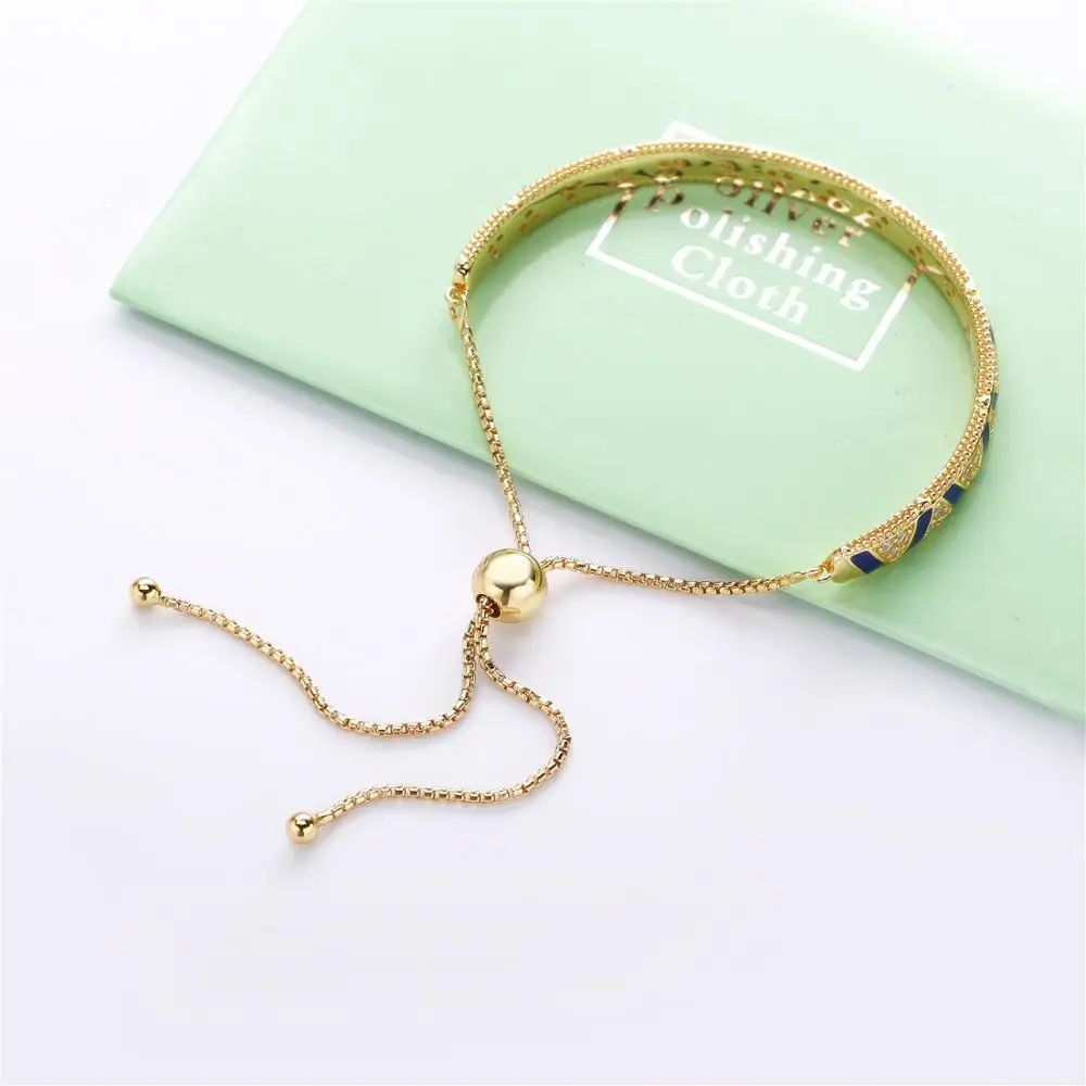 

Original 925 Sterling Silver Bracelet Gold Exotic Stones and Stripes Sliding Bangle Bracelets For Women DIY Jewelry