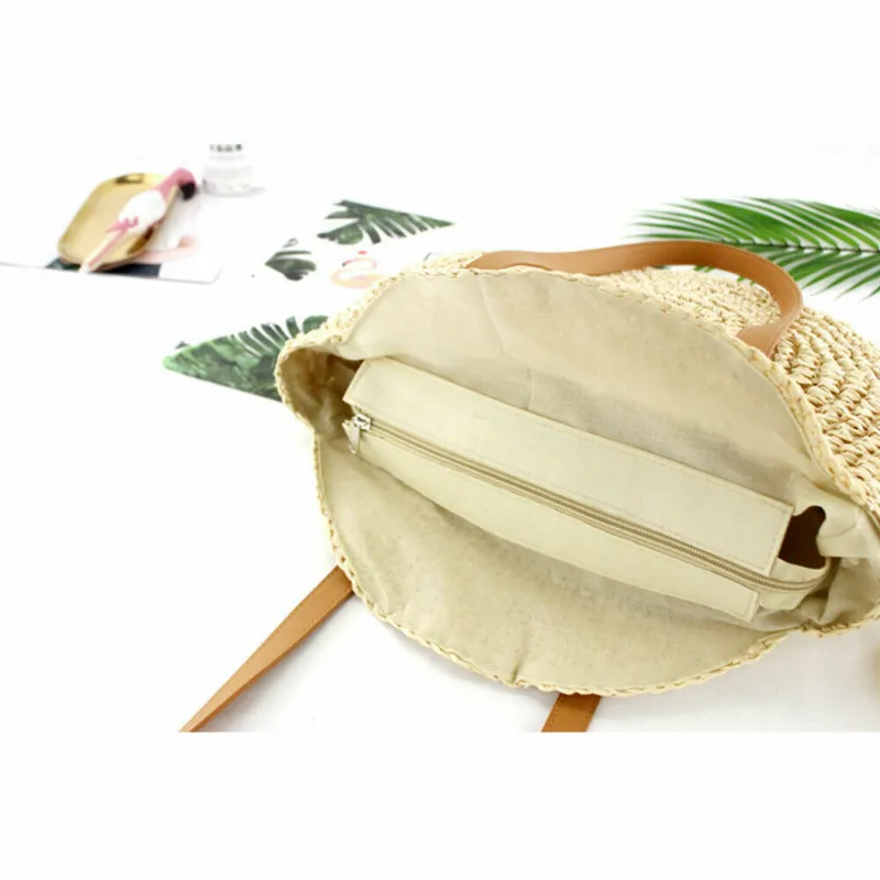 Женская круглая плетеная Сумка из ротанга Соломенная пляжная сумка ручной