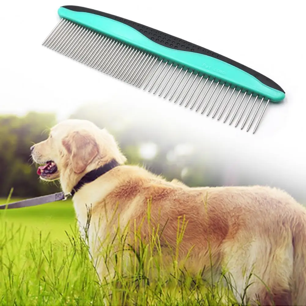 

3 Colors Excellent Metal Cat Comb with Rounded Teeth Lightweight Metal Dog Comb Multifunctional for Pet Lover