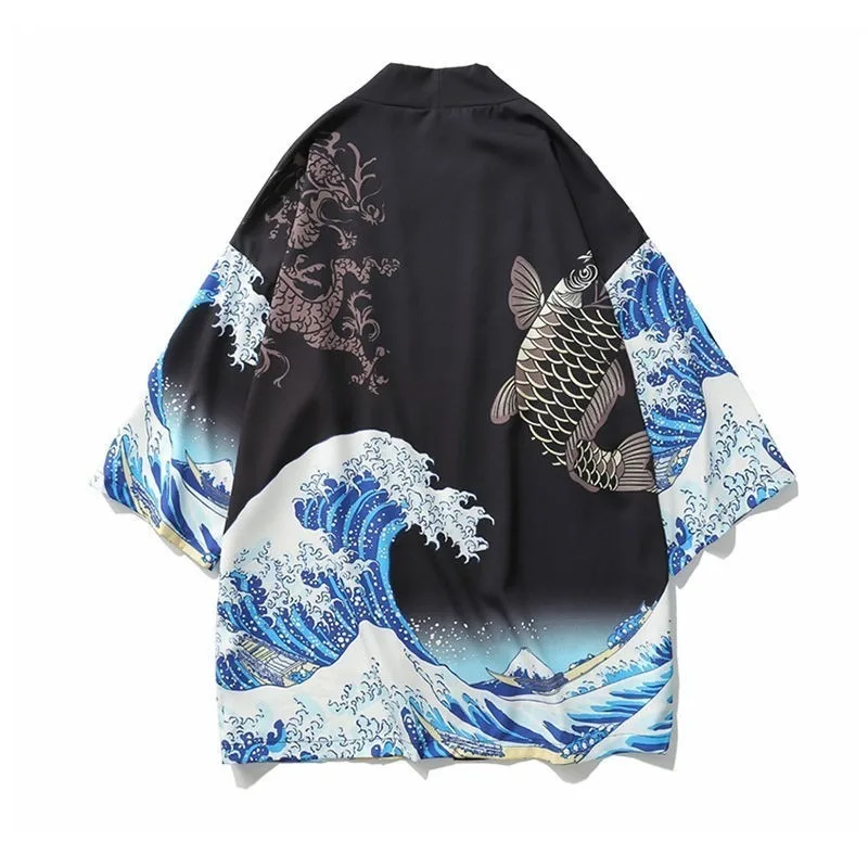 Японский кардиган Kimonos с тонкой секцией рубашка рукавом семь четвертей женское