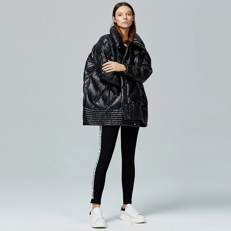 Большой размер зимний пуховик модный 2019 верхняя одежда для женщин белый утиный