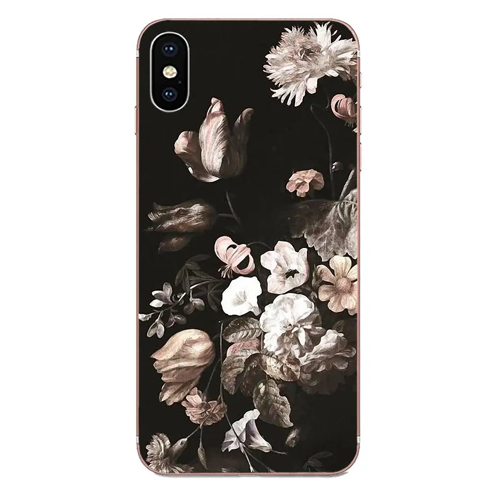 For LG K50 Q6 Q7 Q8 Q60 X Power 2 3 Nexus 5 5X V10 V20 V30 V40 Q Stylus Soft TPU Fashion Case Cover Dark Flower Texture Pattern | Мобильные