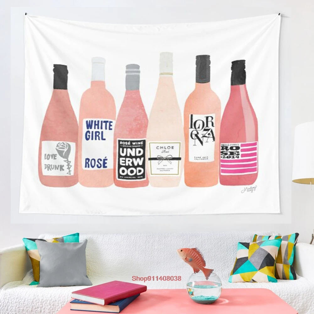 Розовые бутылочки гобеленовое настенное астрологическое гадания покрывало | Дом