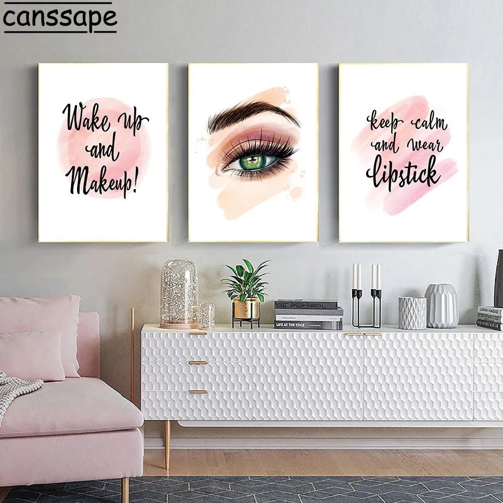 Модный постер для макияжа холст с помадой картина цитатами принт Vogue Girl настенные