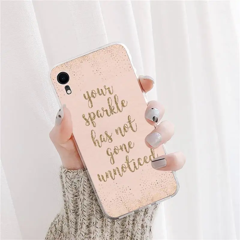 

YNDFCNB Pink Gold text Phone Case For iPhone X XS MAX 11 12 pro max 6 6s 7 7plus 8 8Plus 5 5S XR se 2020 case