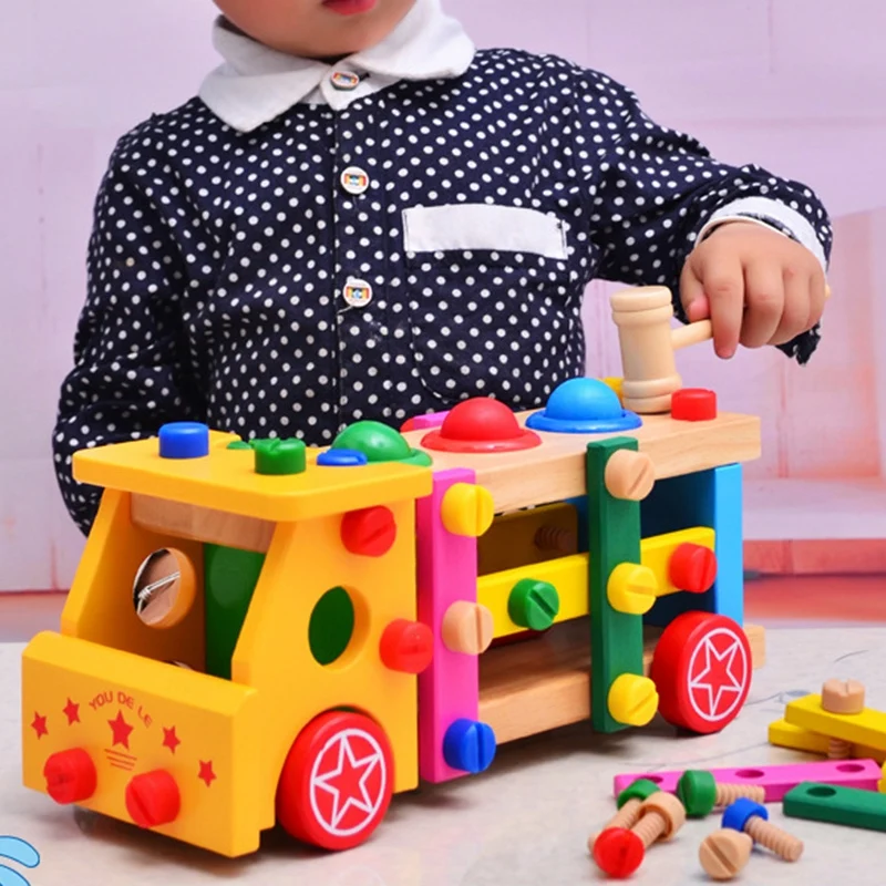 

DIY Disassembling Knocking Ball Screw Car Building Blocks Children's Toys Gifts Parent-Child Interactive Toys