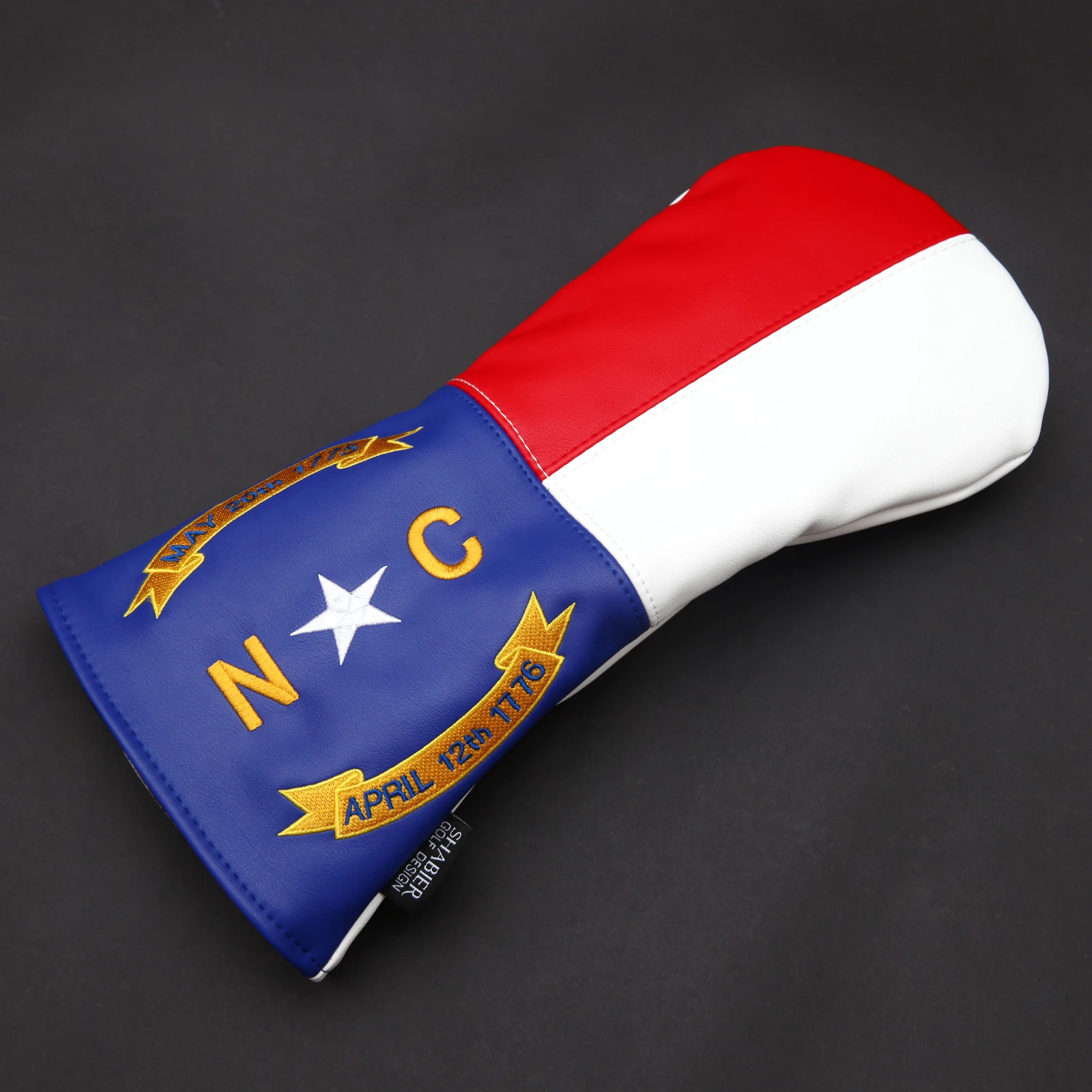 

North Carolina Tribute Premium Driver Golf Club Head Cover - Premium, Hand-Made Leather Headcover - NC Flag Styled