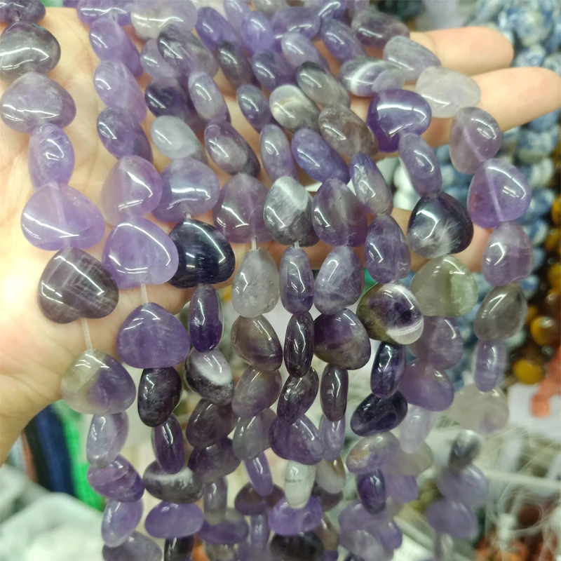 Натуральный камень аметист бусины в форме сердца Форма 14 мм свободного покроя