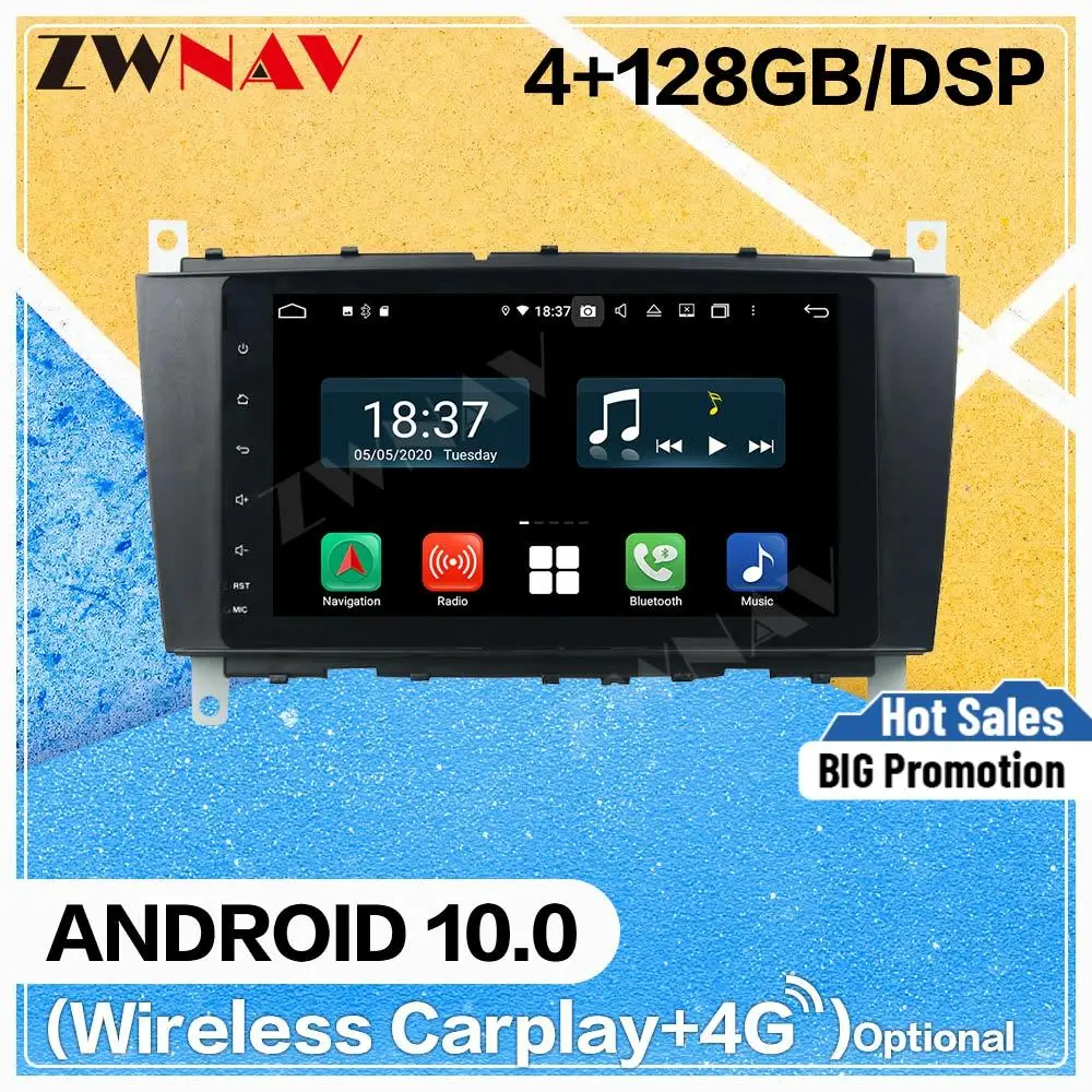 

128 ГБ Carplay Android 10 экран Автомобильный мультимедийный DVD-плеер для BENZ C класса WiFi GPS Navi автомобильное радио аудио музыка стерео головное устройс...