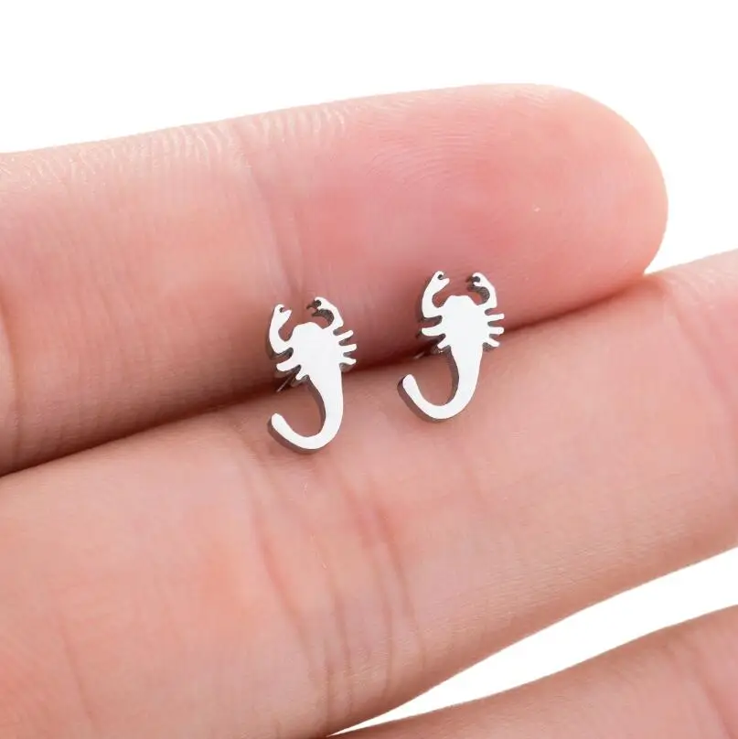 

Punk Gothic Scorpion Earrings for Unisex Stainless Steel Black Color Cool Animal Stud Earring Friend Gift
