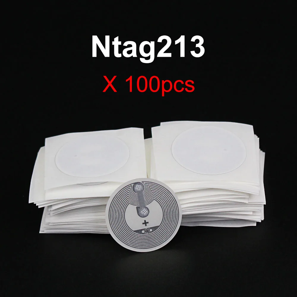 

100pcs/lot NFC Stickers Ntag213 NFC Tag 13.56MHz NTAG 213 NFC Tags 25mm Universal Label All NFC Phone Available Adhesive Labels