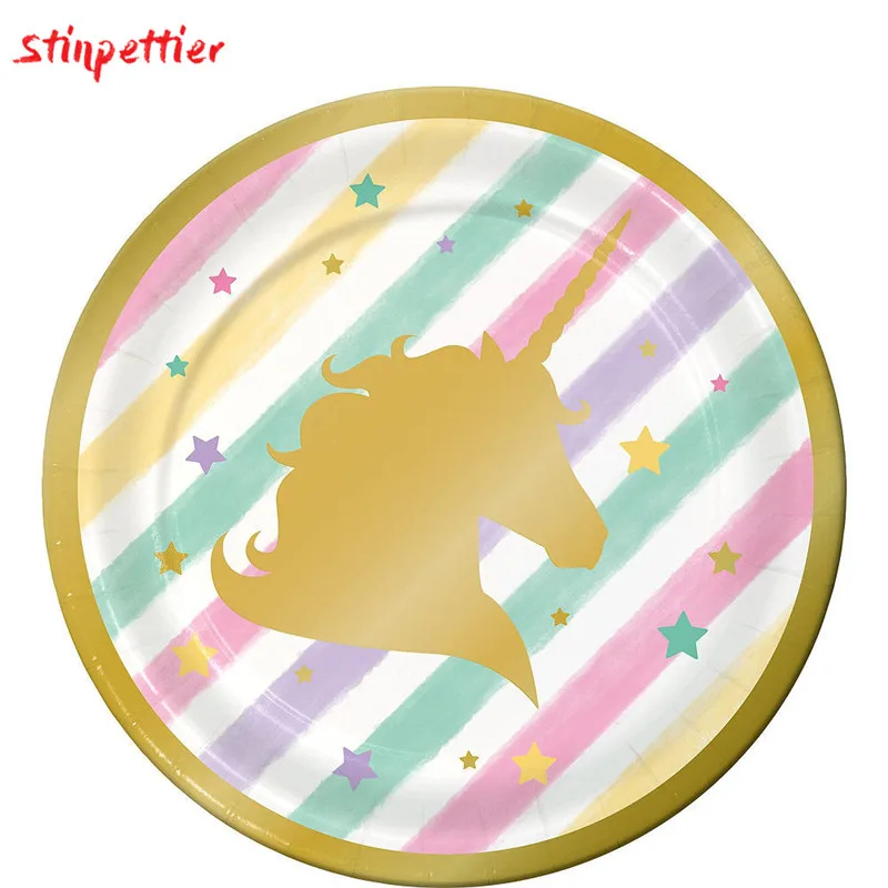 Единорог одноразовая посуда тарелки чашки скатерть соломинки для единорога тема