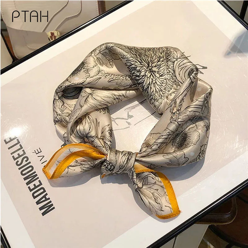 

[PTAH] 100% женский шарф из шелка тутового шелкопряда 53*53 см легкий маленький квадратный дышащий новый женский шарф высокого качества