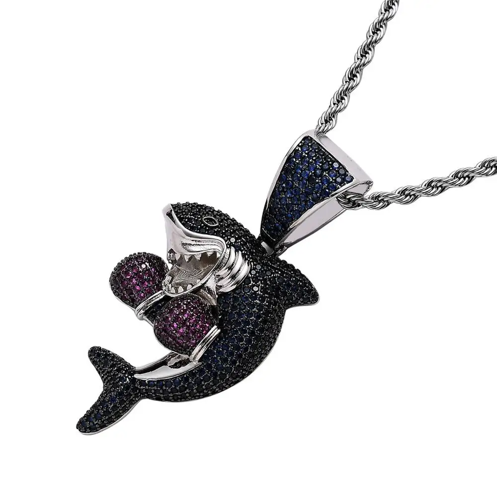 INS хип-хоп ювелирные изделия океан животные сверкающий CZ камень боксерская