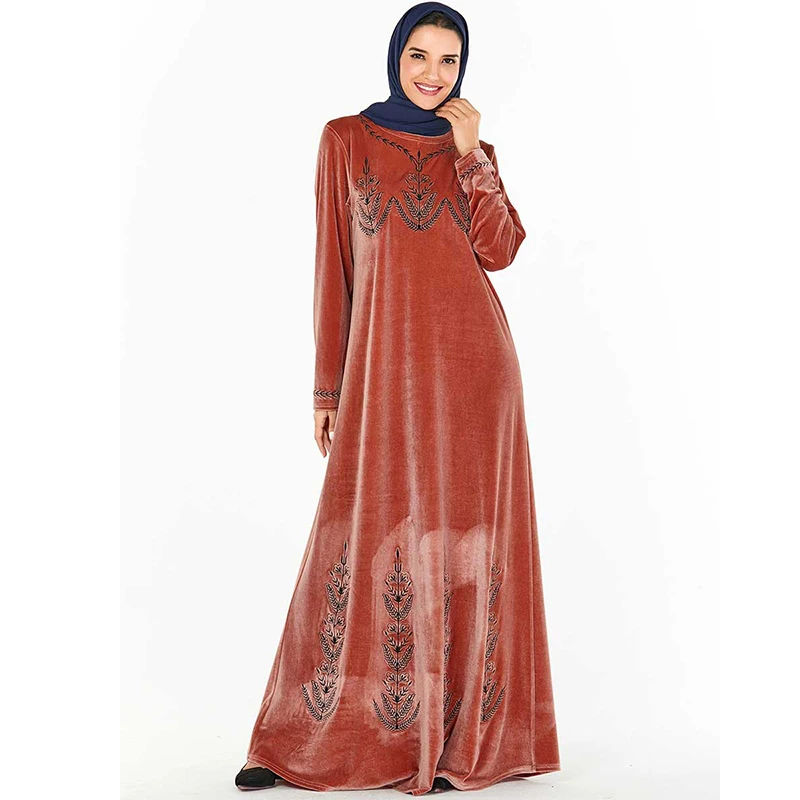 Женское бархатное платье розовое в мусульманском стиле|Мусульманская одежда| |