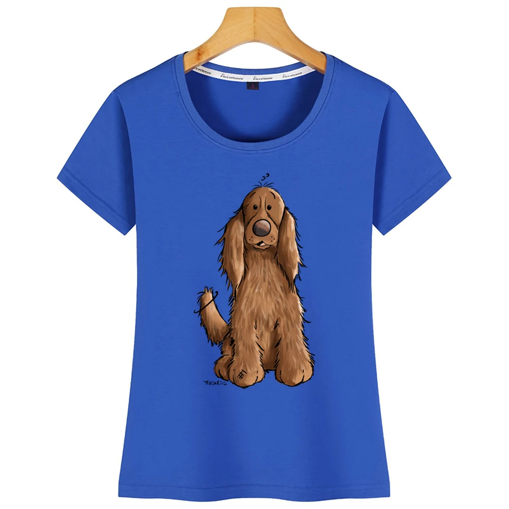 Женская Футболка Happy Cocker Spaniel черная короткая футболка с надписью Dogs Fun Kawaii |