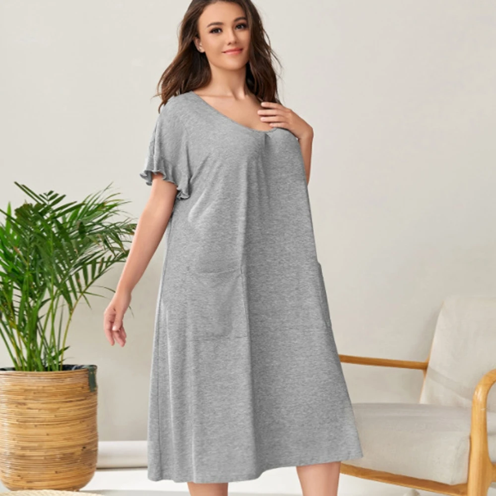 

Womens Nightgown Sleepshirt Soft Sleepwear Nightshirt Loose Comfy Sleep Dress Short Flare Sleeve Nightdress Loungewear