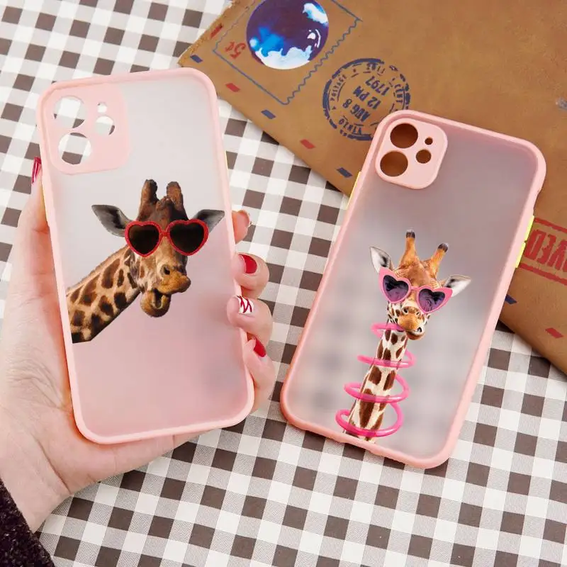 

Giraffe animal cute and funny Phone Case matte transparent For iphone 7 8 11 12 13 plus mini x xs xr pro max cover