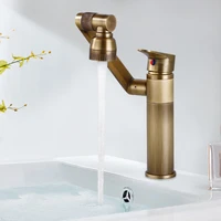 antique brass bathroom basin rotating faucet copper sink mixer tap vessel crane hot cold deck mount singl handle unique design