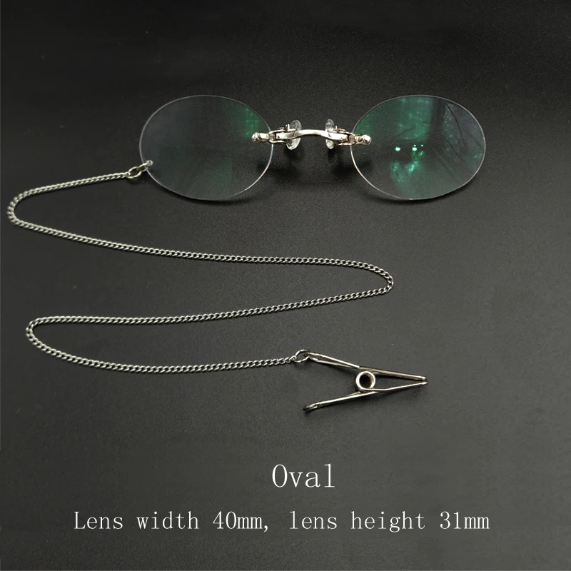 Очки антидревние, с круглыми линзами для близорукости или дальнозоркости, с серебристым зажимом для носа, с цепочкой, очки для оперы от AliExpress RU&CIS NEW